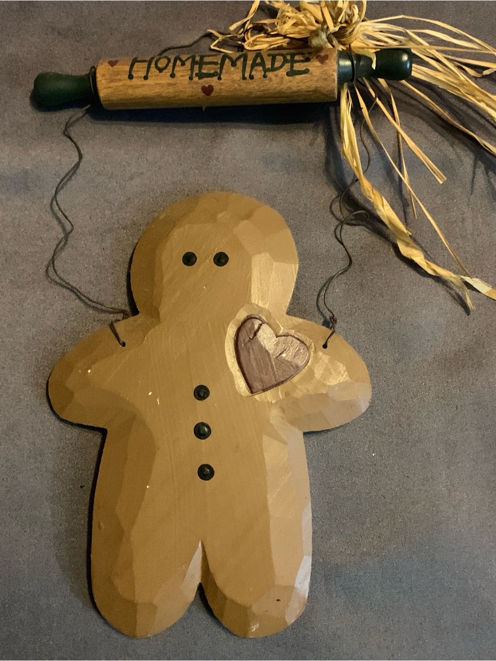 Handpainted Wooden Gingerbread Wall Hanging - Brown